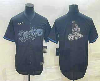 Men%27s Los Angeles Dodgers Black Team Big Logo Cool Base Stitched Jersey->los angeles dodgers->MLB Jersey